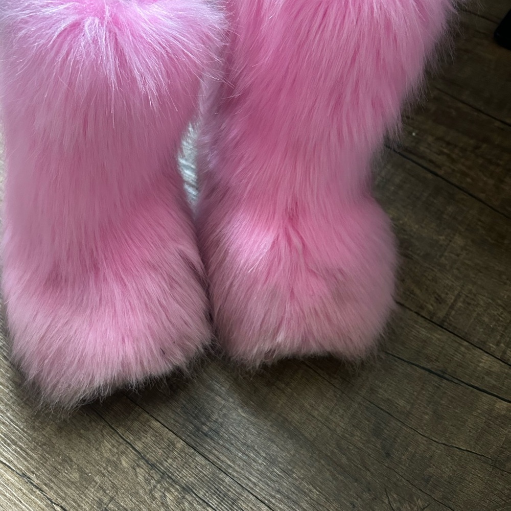 Fluffy Pink Faux Fur Boots